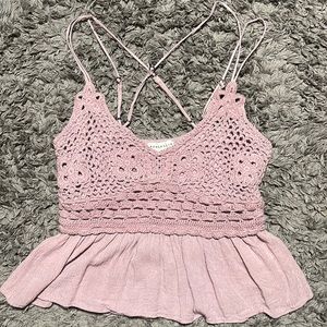 AEROPOSTALE Crochet Pink Tank Size XSMALL